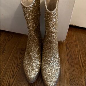 Pierre Dumas Gold Glitter Ankle Boots